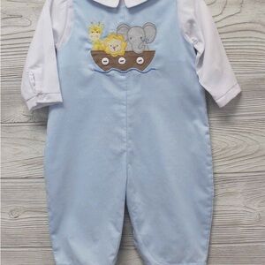 Petit Ami Blue Animal Embroidered One Piece